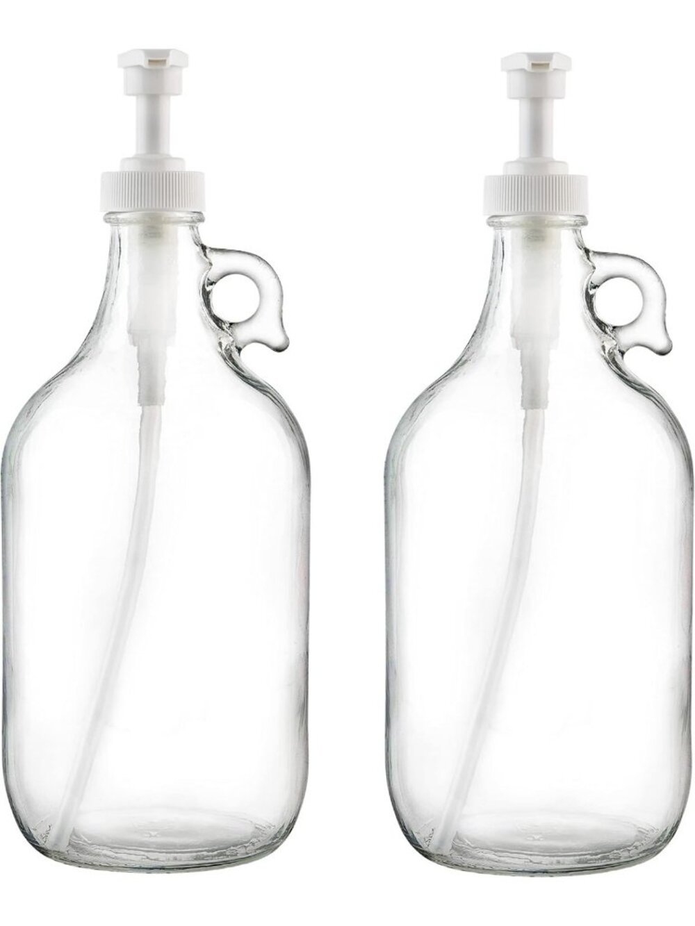 Half Gallon Glass Pump Dispenser Bottle - Large 64 oz for Soap, Detergent